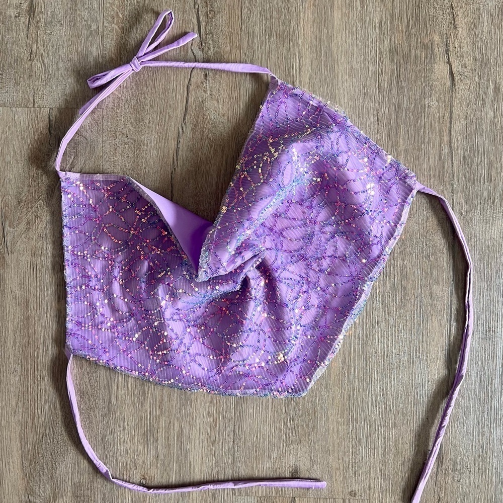 Handmade Y2K Blingy Bratz Doll Embellished Cowl Neck Bandana Backless Top - Sz S - Picture 4 of 8